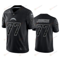 Zion Johnson 77 Los Angeles Chargers Black Reflective Limited Jersey - Men