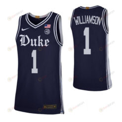 Zion Williamson 1 Elite Duke Blue Devils Basketball Jersey Navy