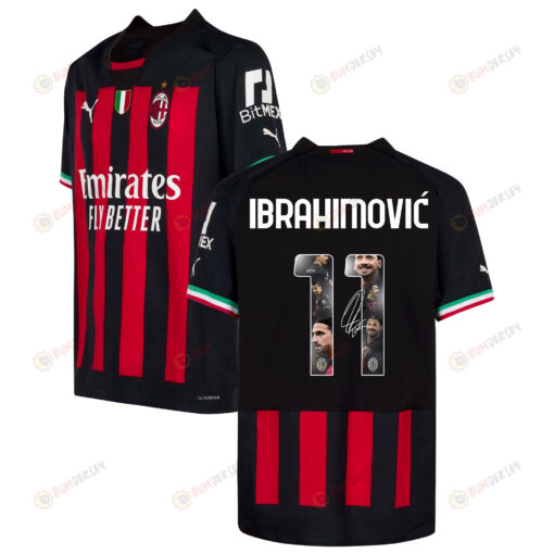 Zlatan Ibrahimovi? 11 AC Milan Photos And Sign 2022-23 Home Men Jersey-Red/Black