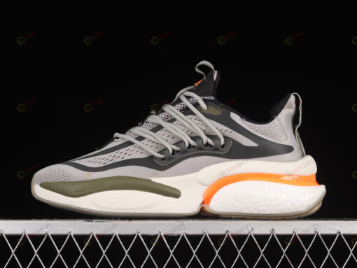 adidas Alphaboost V1 Metal Grey/Screaming Orange/Olive Strata Shoes Sneakers