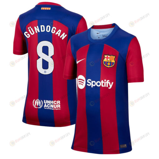 ?lkay G?ndo?an 8 Barcelona 2023/24 Home Youth Jersey - Blue/Scarlet