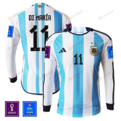 ?ngel Di Mar?a 11 Argentina 2022-23 Home Men Long Sleeve Jersey National Team World Cup Qatar