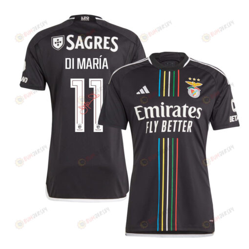 ?ngel Di Mar?a 11 Singed Benfica 2023/24 Away Men Jersey - Black