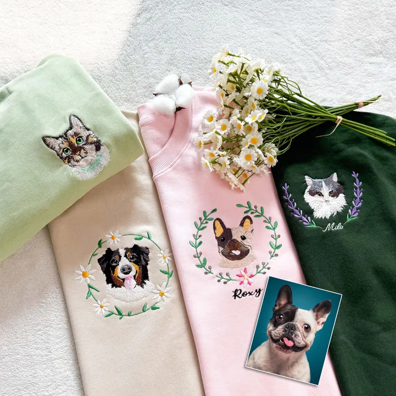 Custom Embroidered Sweatshirt, Personalized with Your Photo Embroidery
